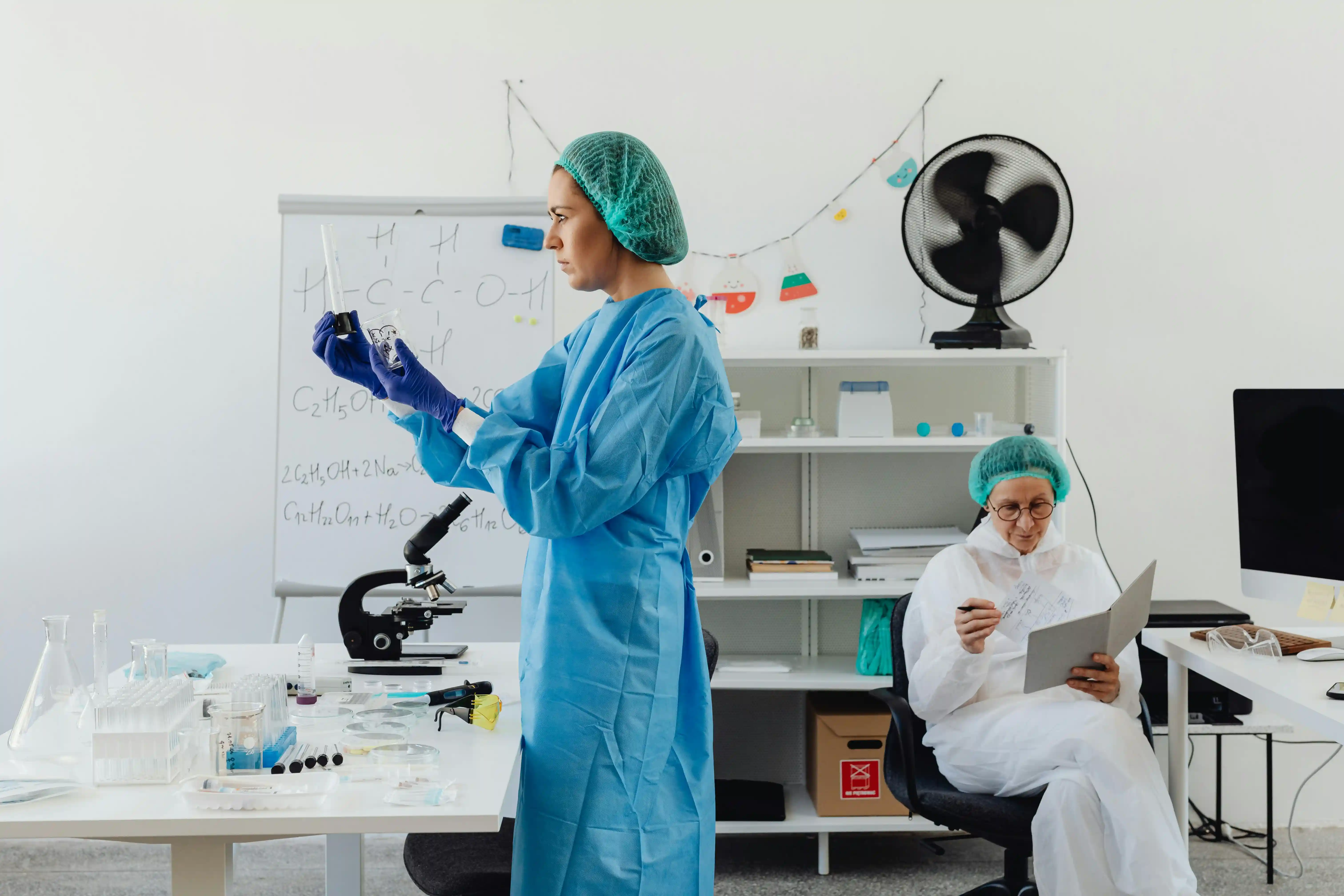 Illustration of scientists working in a lab